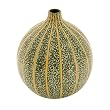 Handcrafted Green Terracotta Flower Vase With Jazzy Stripes - Bulb