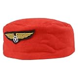 Red Airline Trolley Dolley Air Hostess Airplane Hat Fancy Dress Accessory NEW