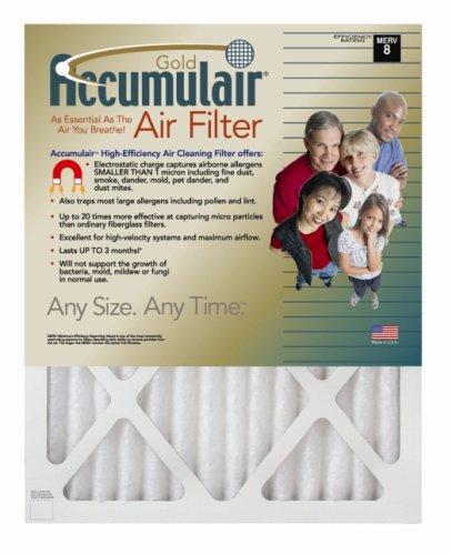 15x30x1 (14.5 x 29.5) Accumulair Gold Filter (MERV 8) (4 Pack)
