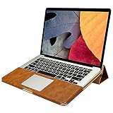 MacBook Air 13-inch Case, Jisoncase® One-Piece Designed Protective Holder Book Folio Flip Premium Quality PU Leather Sleeve Pouch Shell Cover Folding Stand for Apple MacBook 13.3-Brown