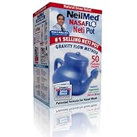 NeilMed NasaFlo Unbreakable Neti Pot with 50 Premixed Packets
