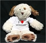 Plush Dog (Dog Tired) toy with I Love Victoriano