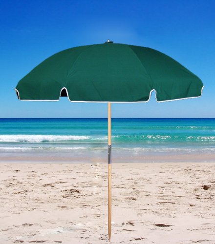6.5 ft. Acrylic Fiberglass Beach Umbrella - Wood Pole Forest