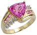 10k Gold Ring, w/ Brilliant Cut Diamonds & Pink Topaz Stones, 7/16 in. (11mm) wide