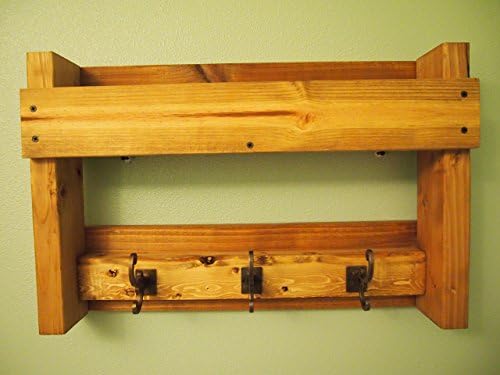 Hat rack with small antique hooks. Mesquite clear finish. (special Blend) Limited. (cr-8)