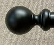 Ball Wood Finial in Smooth Black Finish for a 1-3/8" dowel rod - 2/pack [CAPITOL CITY LUMBER]