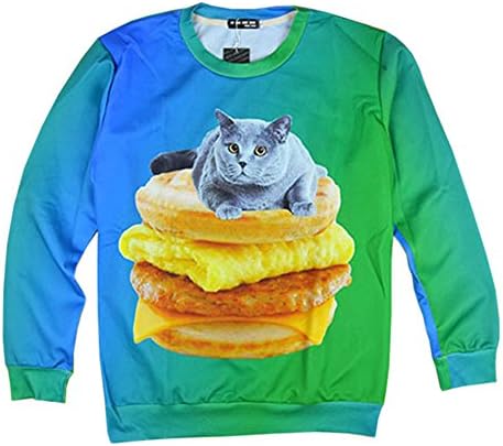 Women's Sweater Animal Galaxy Funny Cat Hoodies 3D Swag Sweatshirts, XL