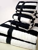 MARRIKAS Egyptian Cotton 6 Piece Towel Set BLACK WHITE