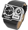 Diesel Men's Analog and Digital Stainless Steel and Black Leather Watch #DZ7101