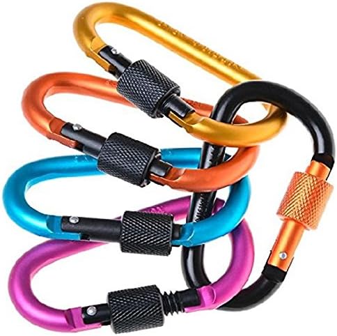 5pcs/lot Outdoor Multi Colors Safety Buckle With Lock Aluminium Alloy Climbing Button Carabiner (Random Color)