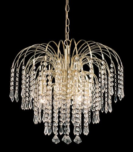Contemporary Waterfall Chandelier in Brass with Glass Decor