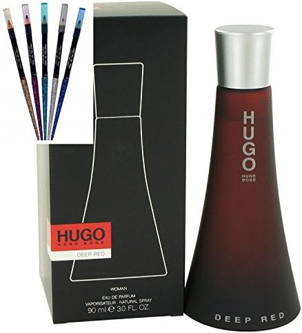 Deep Red for Women 3oz EDP & 2 Hard Candy Eyeliners (Hugo Deep Red Perfume by Hugo Boss, Fruity and floral, inspired by the intensely sensual and provocative woman who wears it.)