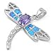 Sterling Silver Lab Opal Dragonfly with Amethyst title=