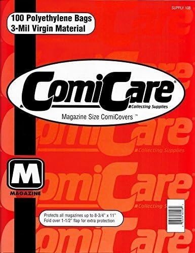 ComiCare Magazine Size Comic Book Polyethylene Bags 8-3/4 x 11 Plus 1 1/2 Flap by ComiCare