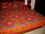 Hand, Block Printed, Multicolored Bedspread Set - Kantha Embroidery - Chakr ....