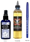 Tattoo Supplies 2oz Stencil Magic Stay Spray and 4oz Green Soap Plus Free Skin Marker!