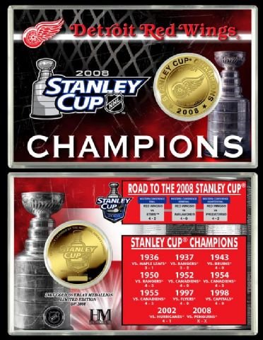Buy Detroit Red Wings Stanley Cup Champions 24KT Gold Coin Card by Highland Mint