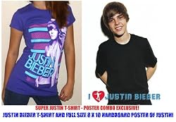 JUSTIN BIEBER T-SHIRT - POSTER SET 1 - JUSTIN BIEBER SHIRTS AND POSTER SET *EXCLUSIVE OFFER*