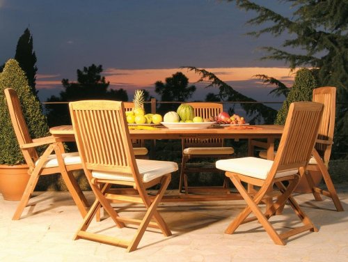 Teak Outdoor Furniture Set with Oval Table - Antonini Outdoor - NT02000SET