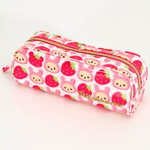 Imagen principal de Estuche rosa con fresas y osita blanca de conejito, Japón