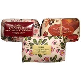 Castelbel Honeysuckle, Daisy & Country Fruit Single Bar Soap Set From Portugal