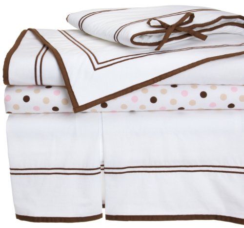 Pinzon 100% Combed Cotton 200TC Percale Hotel Stitching Crib Set - Chocolate with Pink Dot product image