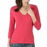 August Silk 3/4 Length Sleeve Cable Sweater
