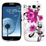Slabo Silikon Schutzh�lle H�lle Case TPU f�r Samsung Galaxy S3 I9300 - "Blumen Schmetterling Herzen | Flower Butterfly Heart" - LILA WHITE|ROSA WEI�von "Slabo"