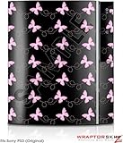 Sony PS3 Skin Pastel Butterflies Pink on Black