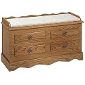 Classic Style Cedar-Lined Chest with Padded Seat - Medium Oak