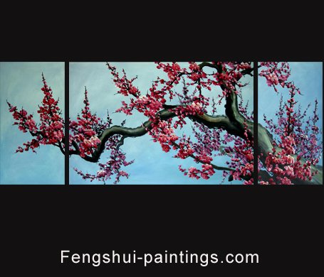 Chinese Cherry Blossom Feng Shui Oil Painting Abstract Art