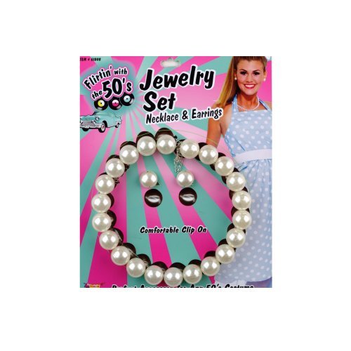 Click here to buy 50's Pearl Necklace and Earrings Set Adult by Forum Novelties Inc.