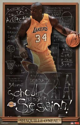 (22x35) Los Angeles Lakers Shaquille O'Neal School is Now in Session Sports Poster Print