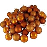 60ct Burnt Orange Shatterproof 4-Finish Christmas Ball Ornaments 2.4" (60mm)