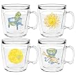 Swirls Summer Designs 12 oz Insulated Coffee Mug Set, Clear (4 designs)