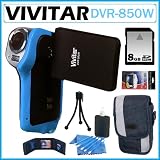 Vivitar DVR-850W Underwater Digital Camcorder with 2.4-inch LCD and 8x Digital Zoom in Blue + 8GB Accessory Kit