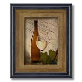 White Grapes Wine Glass And Bottle Kitchen Tuscan Contemporary Home Decor Wall Picture Black Framed Art Print