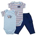 Hudson Baby Construction Zone 2 Bodysuits and Pants - Blue, 9-12 Months