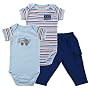 Hudson Baby Construction Zone 2 Bodysuits and Pants - Blue, 9-12 Months