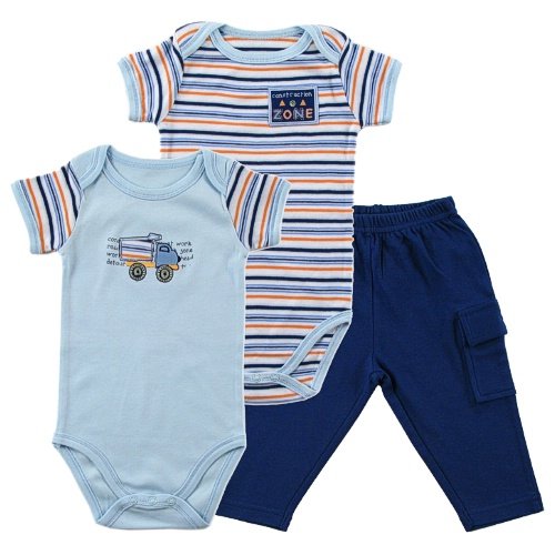 Hudson Baby Construction Zone 2 Bodysuits and Pants - Blue - 3-6 Months Image Hudson Baby Construction Zone 2 Bodysuits and Pants - Blue - 3-6 Months