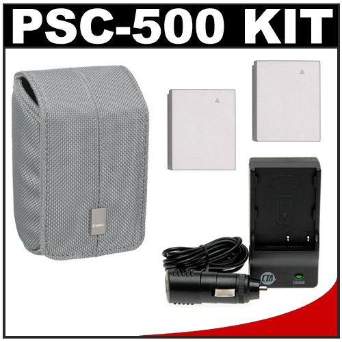 Canon PowerShot PSC-500 Carrying Case + (2) NB-4L Batteries & Charger for SD780 IS, SD940 IS, SD960 IS, SD1000, SD1100 IS & SD1400 IS Digital Cameras