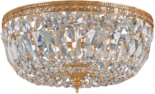 Crystorama 712-OB-CL-SAQ, Richmond Swarovski Crystal Flush Mount Lighting, 3 Light, 180 Watts, Brass On Sale