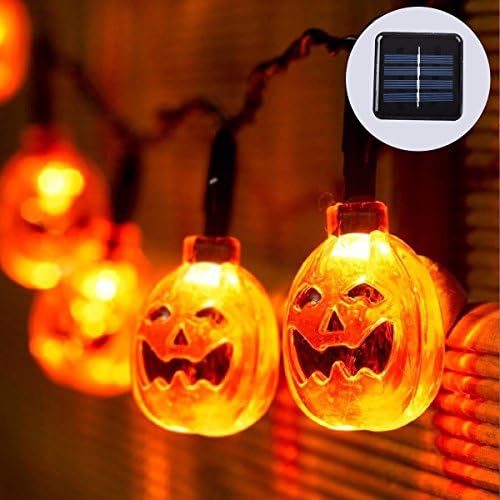 LED Solar String Lights, 16ft 20LEDS 8MODELS, OGG solar Powered 3D Jack-O-Lantern Pumpkin String Lights Halloween Decoration Lights, Warm white