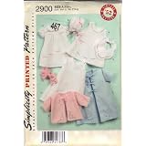 Babies Layette And Bonnet In Three Sizes: S (17"), M (18"), L (19") Simplicity Printed Pattern 2900