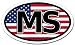 Mississippi MS and US Flag Car Bumper Sticker Decal Oval