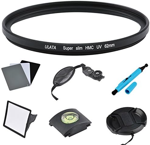 ULATA 62mm Ultra Slim UV Filter Kit Optical Glass UV Ultra Violet Lens Filter For All 62mm Lens For DSLR / SLR / DC / DV Camera Camcorder Black