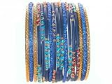 Beachcombers! Ethnic Glass Indian Bollywood Bangles Belly Dance Bracelets Set Navy Blue