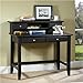 Home Styles Bedford Black Student Desk and Hutch with Hardwood Solids, Two Utility Drawers, Brushed Satin Chrome Hardware, Open Storage Area, Wire Management, and Black Finish