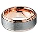 18K Rose Gold Plated Beveled Edge Brushed Polished Tungsten Wedding Band Ring 8mm Comfort Fit