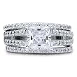 Princess Cubic Zirconia CZ Sterling Silver 3Pc Bridal Ring Set 1.96 Ct - Nickel Free Engagement Wedding Ring Set